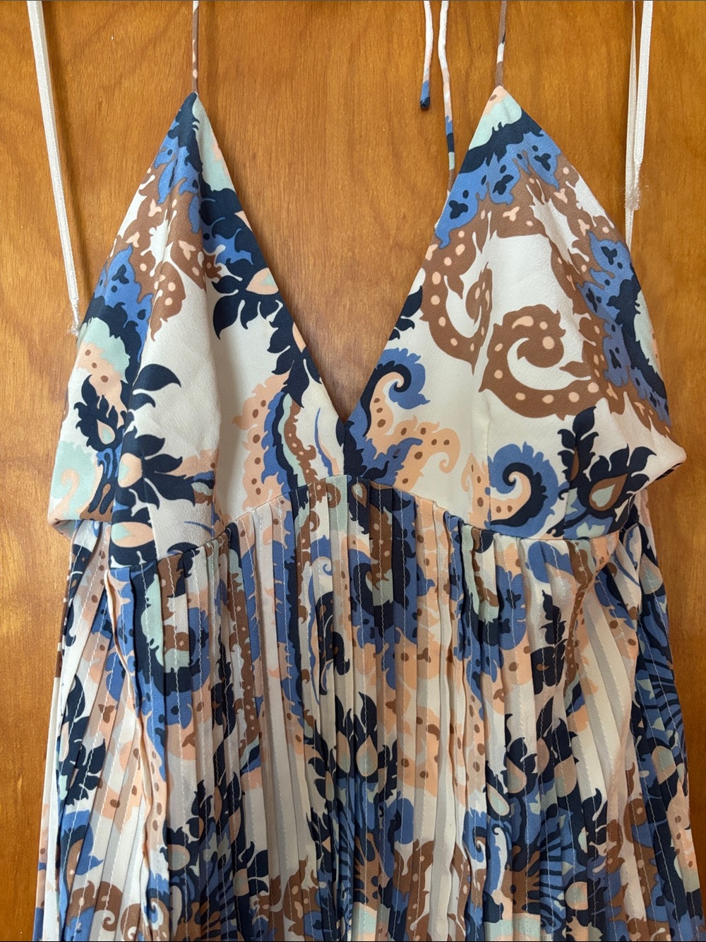 Tibi Blue and Brown Paisley Halter Maxi Dress - Picture 2 of 6